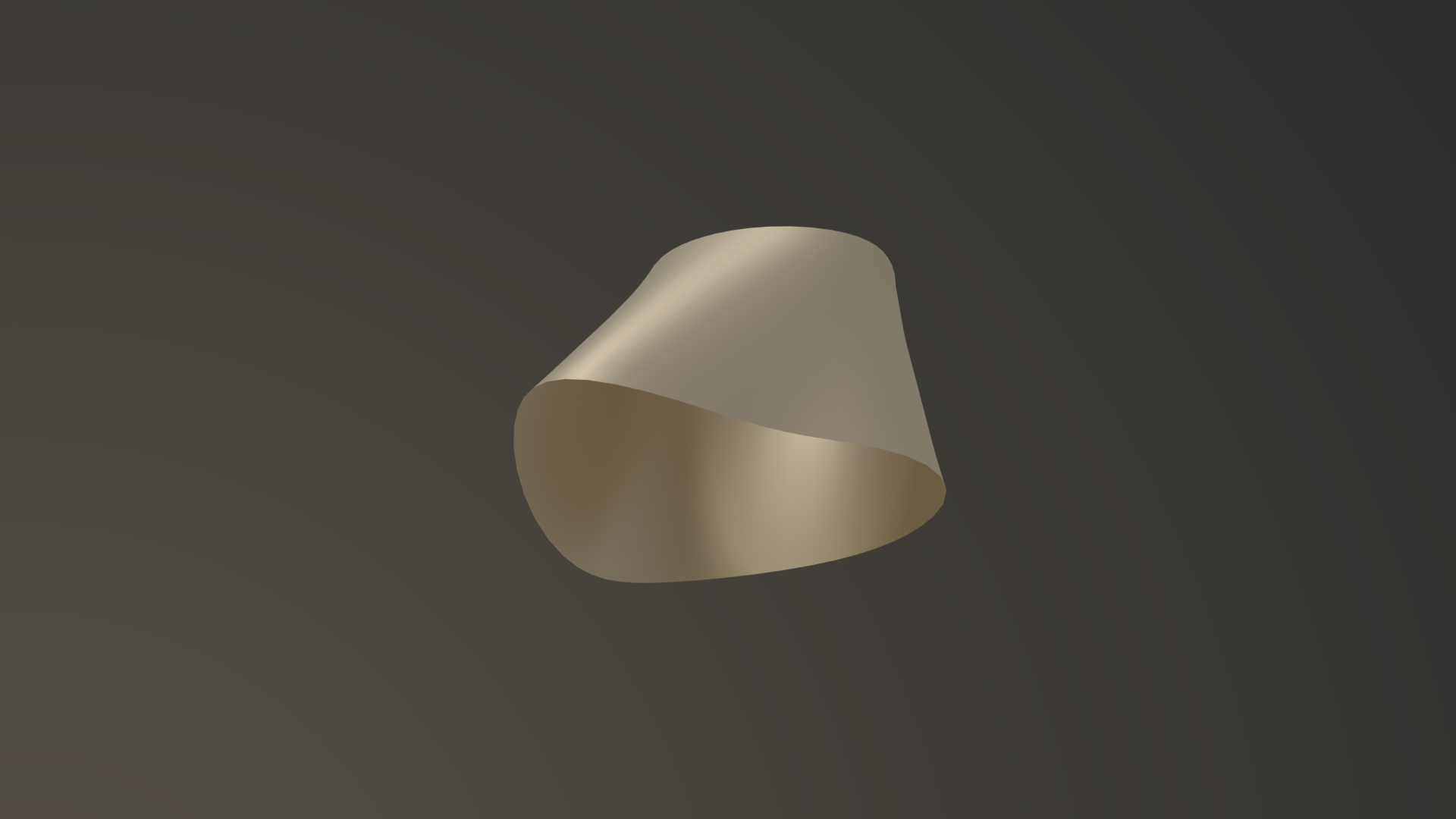 Folha metálica e dourada em loop com uma forma ondulante sobre um fundo dourado pastel escuro.